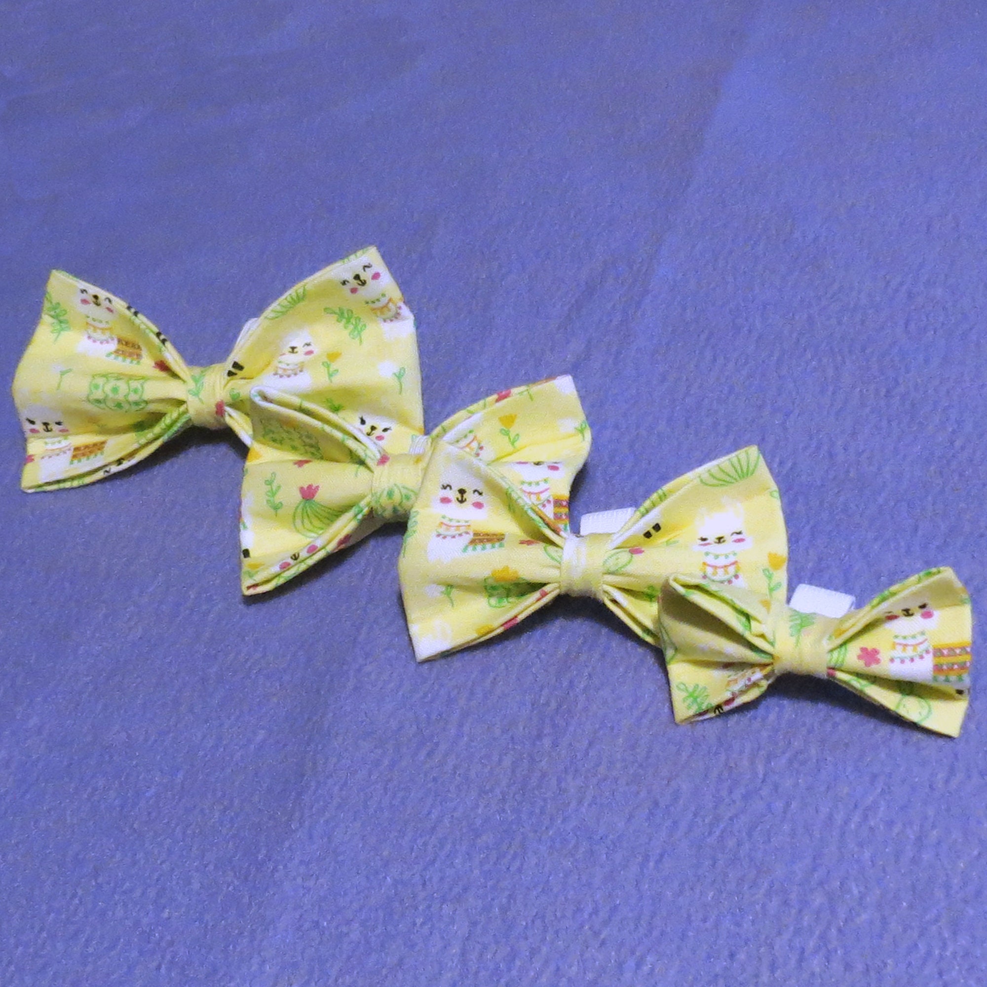 Pale Yellow Llama and Cactus Pet Bow Tie