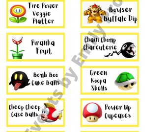 mario party food labels l mario party decor l mario party etsy australia