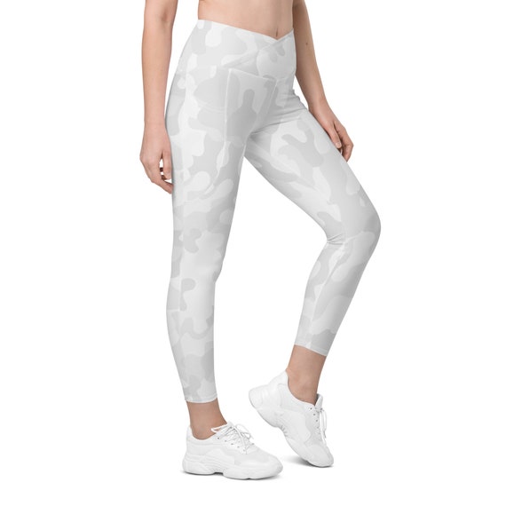 White Camo Leggings White Camouflage Crossover Leggings With - Etsy
