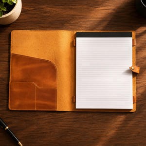 Leather Business Portfolio Personalized, Leather journal Large, Leather Padfolio with Business Card Holder, Graduation Gift