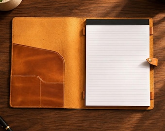 Portfolio professionnel en cuir personnalisé, grand journal en cuir, bloc-notes en cuir avec porte-cartes de visite, cadeau de remise des diplômes