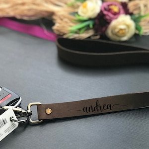 Personalized Leather Lanyard, Genuine Leather Lanyard For Keys Personalized, Lanyard Keychain, Teacher Lanyard,