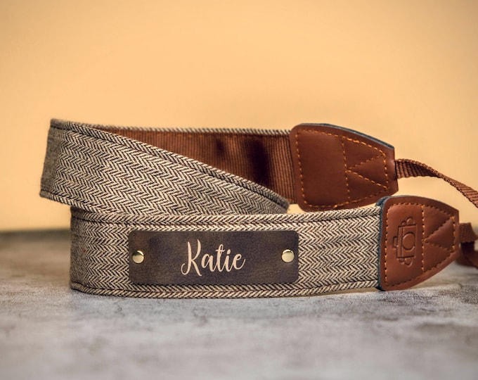 Personalized Camera Strap, Vegan Leather Neck Strap, Photographer Gift, Travel Gift,  Gift for Her