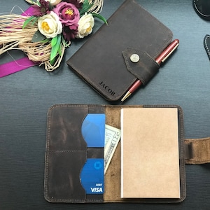 Personalized Travel Wallet, Leather Travelers Notebook, Passport Holder, Field Notes Holder018 image 5