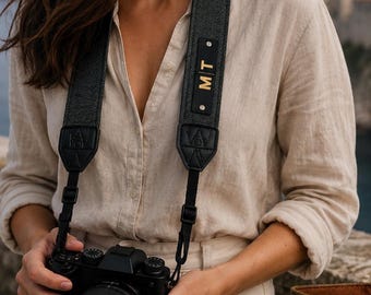 Dragonne personnalisée pour appareil photo, cadeau pour photographe de voyage, dragonne personnalisée pour voyageur, cadeau photo d'aventure, accessoire pour appareil photo