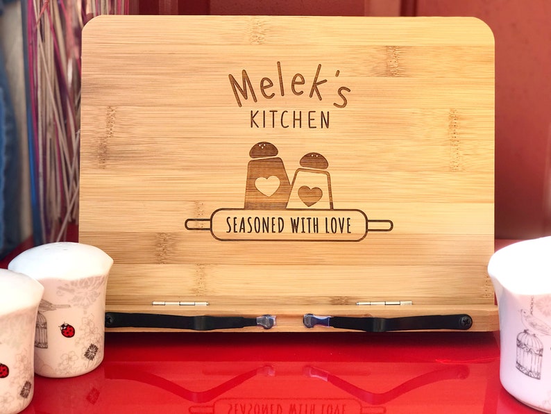 Personalized Cookbook Stand Recipe Book Holder Mother's Etsy