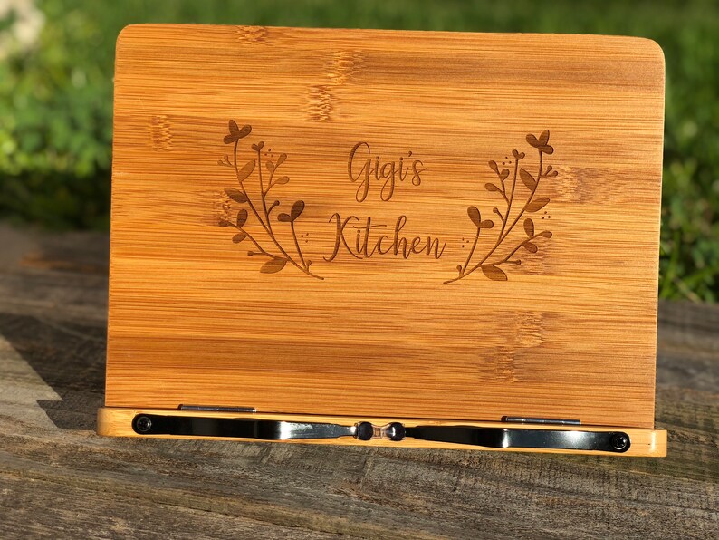 Personalized Book Stand Custom Wooden Cookbook Stand Recipe Etsy