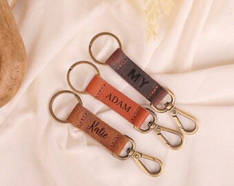 Porte-clés en cuir personnalisé, cadeau personnalisé pour lui, porte-clés de famille, cadeau pour maman, porte-clés pour enfants, cadeaux de Noël