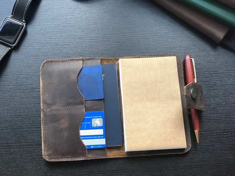 Personalized Travel Wallet, Leather Travelers Notebook, Passport Holder, Field Notes Holder018 image 6