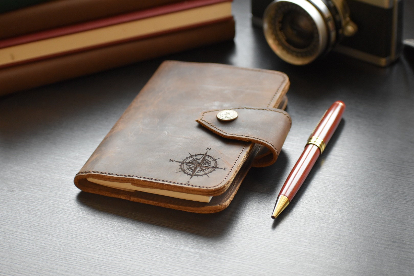 Personalized Travel Wallet, Leather Travelers Notebook, Passport Holder, Field Notes Holder#018