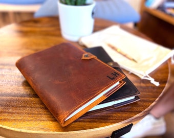 Personalized Leather Travel Journal, Refillable Traveler’s Notebook, Custom Leather Diary, Handmade Writing Journal