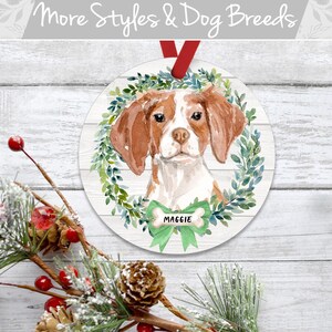 Personalized Dog Ornament, Brittany Dog Gift, Brittany Spaniel Ornament, Personalized Dog Christmas Ornament, Pet Ornament Personalized
