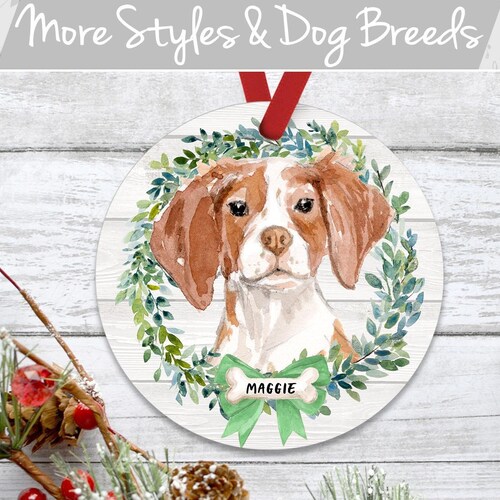 brittany dog christmas ornament