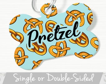 Pretzel Dog Tag for Dog, Pretzels Pet Tag, Personalized Pet ID Tag, Custom Dog Tag, Dog Name Tag, Pretzel Cat Tag, Pretzel Dog Collar Tag