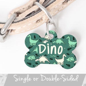 Dinosaur Dog ID Tag, Personalized Dinosaur Pet ID Tag for Dog, Dinosaur Cat ID Tag