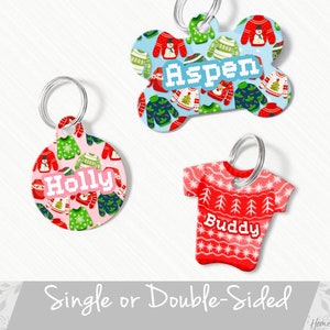 Christmas Sweater Dog Tag, Pet ID Tag, Double Sided Dog Tag, Christmas Cat Tag, Dog Name Tag, Dog Tag for Dog Collar, Custom Dog Tag