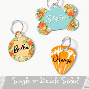 Orange Dog Tag, Double Sided Dog Tag, Fruit Cat Tag, Dog Name Tag, Blue Dog Tag for Dog Collar, Custom Dog Tag, Pet ID Tag, Dog ID Tag