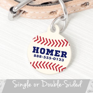 Baseball Dog Tag for Dogs Personalized, Baseball Dog Collar Tag, Baseball Dog ID Tag Baseball Pet Tag, Baseball Circle Dog Tag