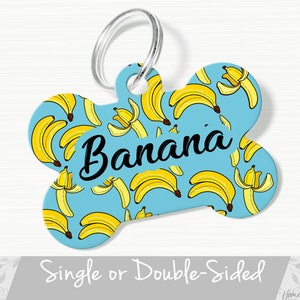 Banana Dog Tag for Dog, Tropical Fruit Pet Tag, Personalized Pet ID Tag, Custom Dog Tag, Dog Name Tag, Banana Cat ID Tag