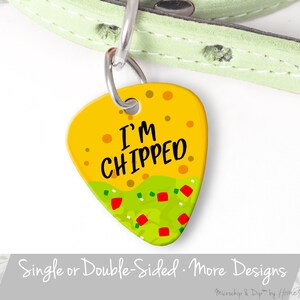 Chip Dog Tag, Funny Guitar Pick Pet Tag, Personalized Dog ID Tag, Avocado Dip Microchip Pet Tag, Cat Name Tag Food Pet Tag, Custom Dog Tag