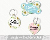 Daisy Pet ID Tag, Double Sided Daisy Dog Tag for Dog, ID Tag Floral, Custom Pet Tag, Daisy Floral Dog Tag, Personalized Floral Pet Tag