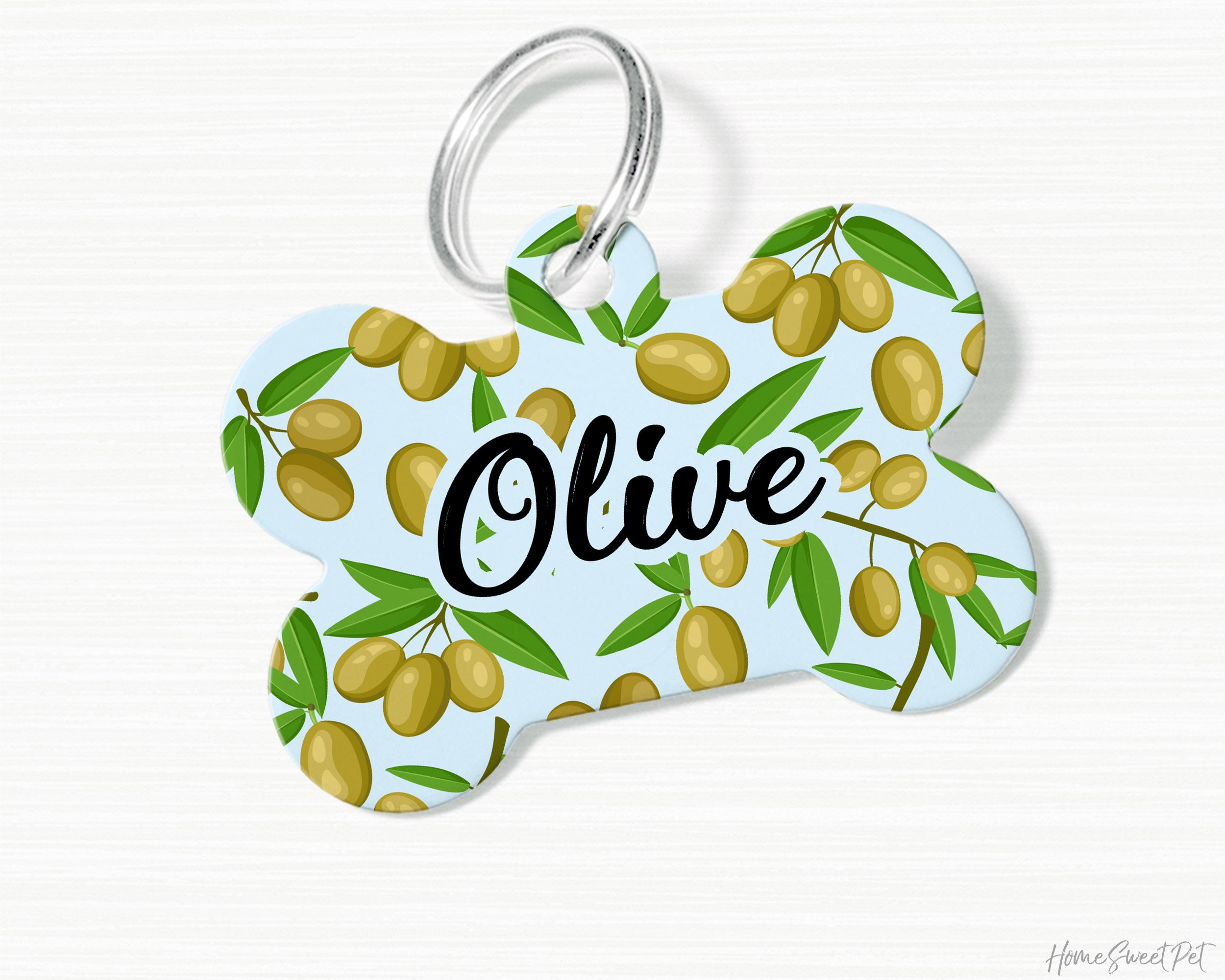 Olive Dog Tag Double Sided Dog Tag Olive Cat Tag Dog Name Etsy