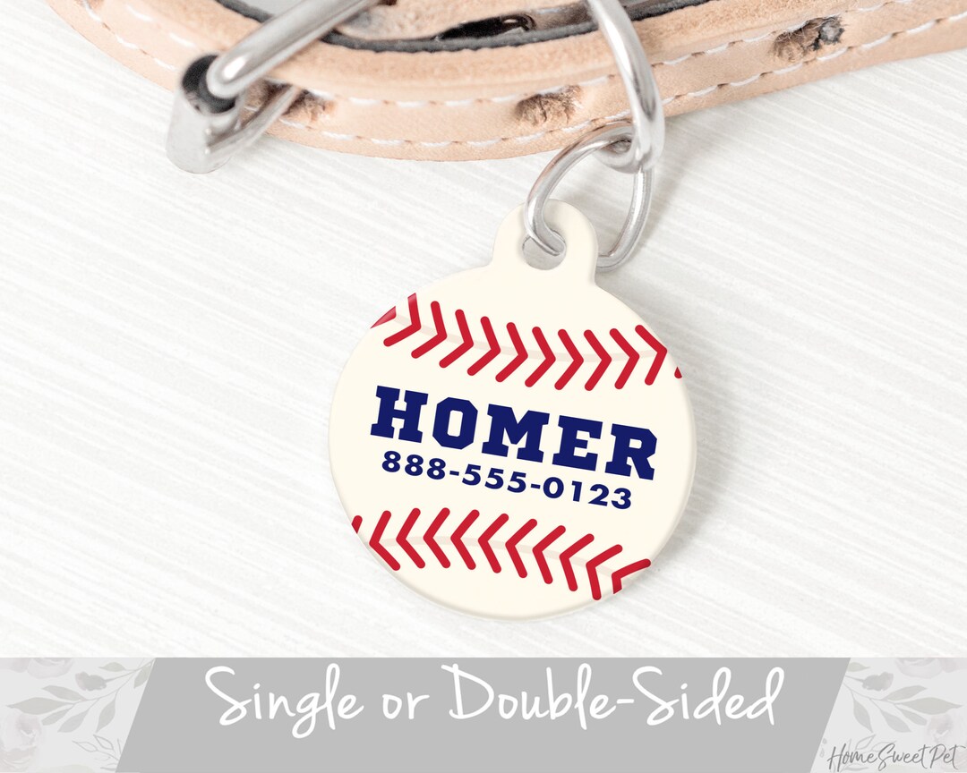 Baseball Dog Tag for Dogs Personalized Baseball Dog Collar Etsy