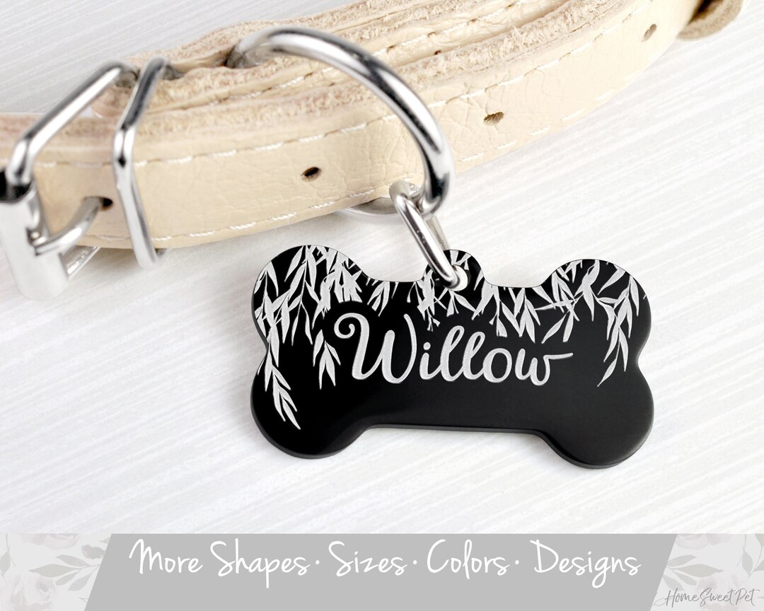 Engraved Pet ID Tag Willow Dog Tag for Dogs Leaf Dog Tag Etsy