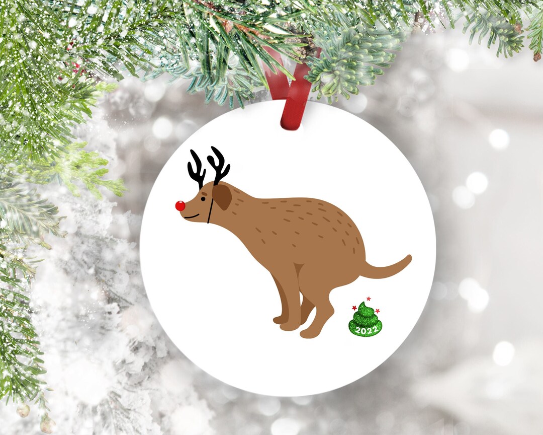 Pooping Dog Ornament, Funny Christmas Ornament, Dog Poop Christmas