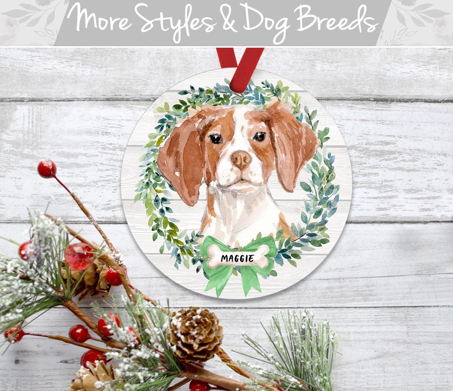 Personalized Dog Ornament Brittany Dog Gift Brittany Spaniel Etsy