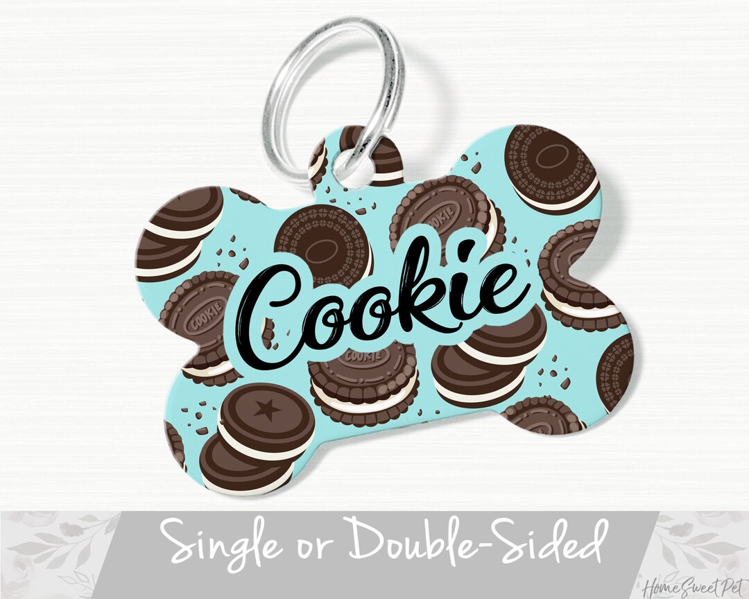 Cookie Dog Tag for Dog, Chocolate Cookie Pet Tag, Personalized Pet ID