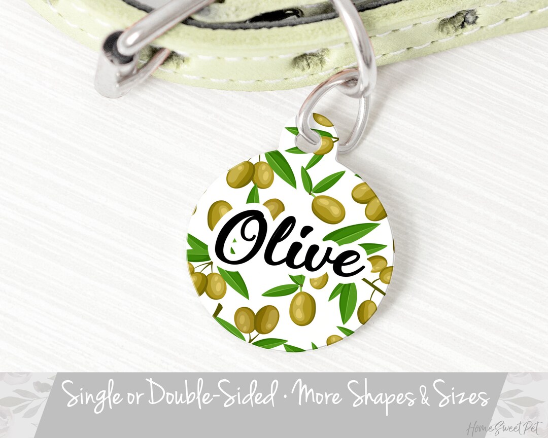 The Chloe hand crafted personalized dog ID tag with FREE Rubit Dog Tag Clip  - Olive