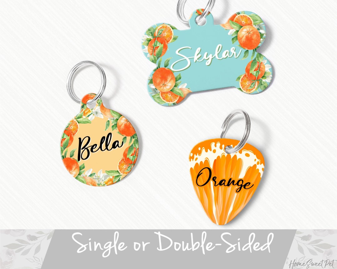 Orange Dog Tag Double Sided Dog Tag Fruit Cat Tag Dog Name Etsy