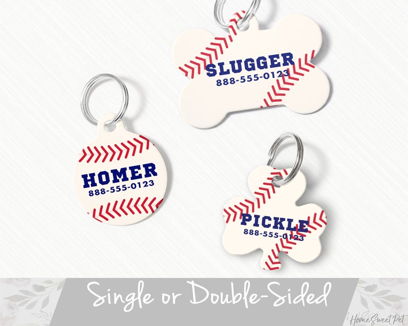 Baseball Dog Collar Tag, Dog ID Tag Baseball Pet Tag, Baseball Bone Shape Tag, Baseball Dog Tag for Dogs Personalized