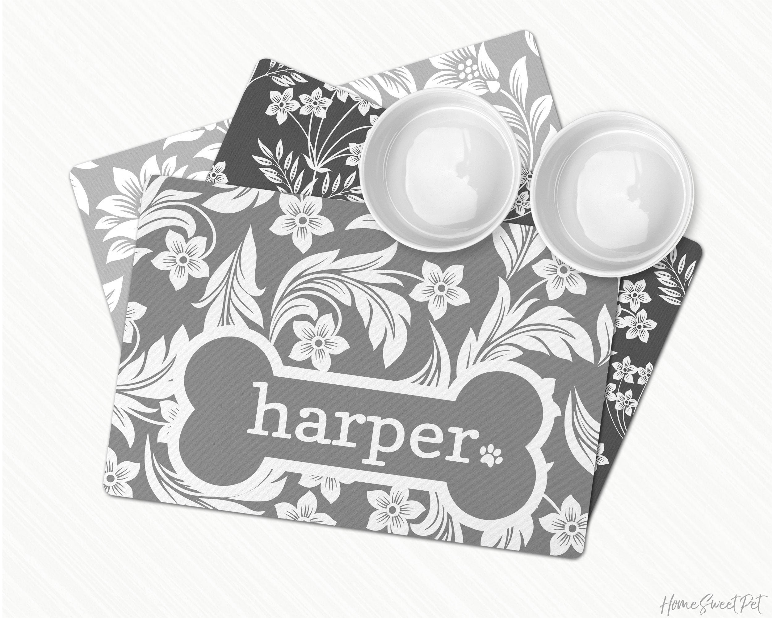 Floral Pet Feeding Placemat Personalized Dog Bowl Mat Pet Etsy Nederland