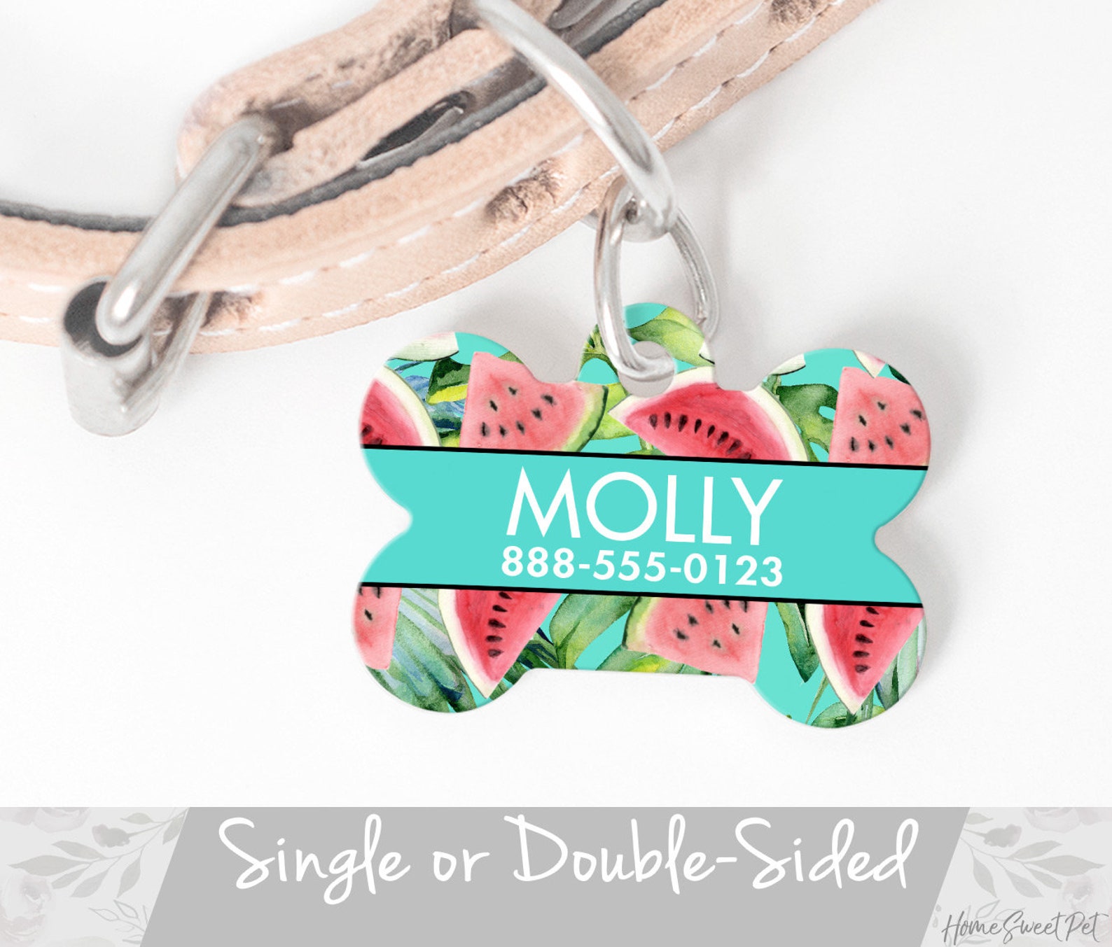 Watermelon Dog Tag Custom Pet Tag Watermelon Pet Tag Pet ID Etsy