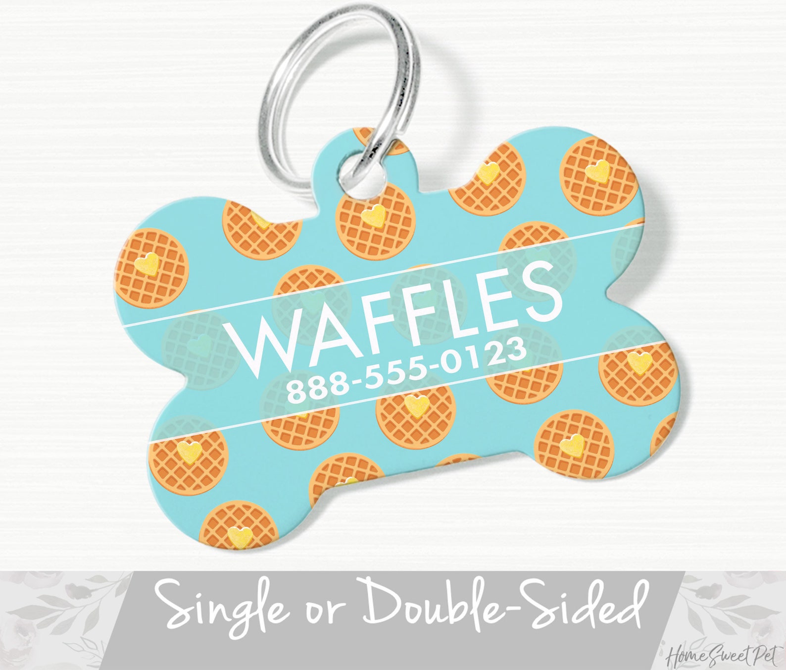 Double Sided Dog Tag Personalized Waffles Dog Pet ID Tag Dog Etsy
