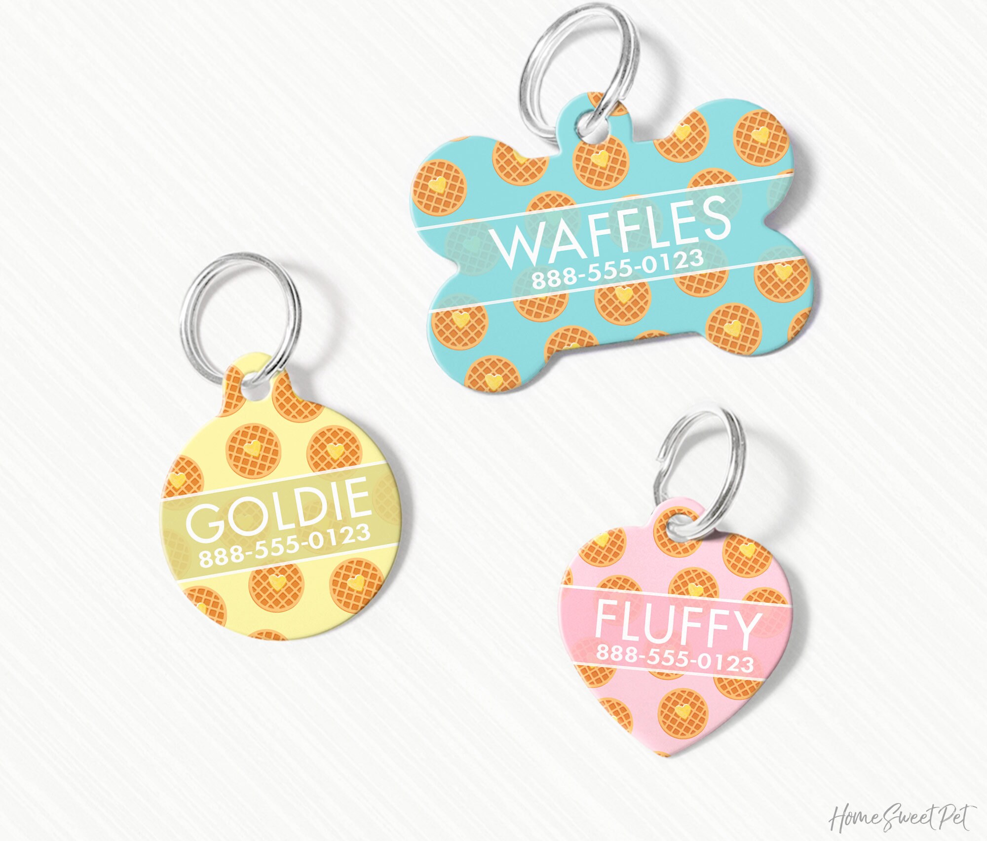 Double Sided Dog Tag Personalized Waffles Dog Pet ID Tag Dog Etsy