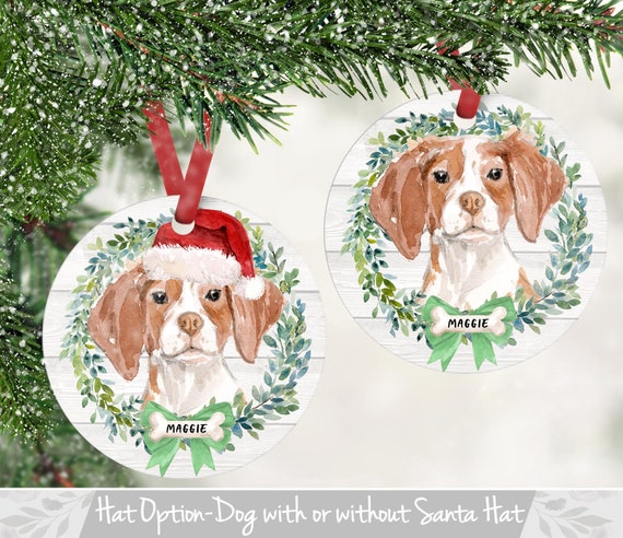 brittany dog christmas ornament
