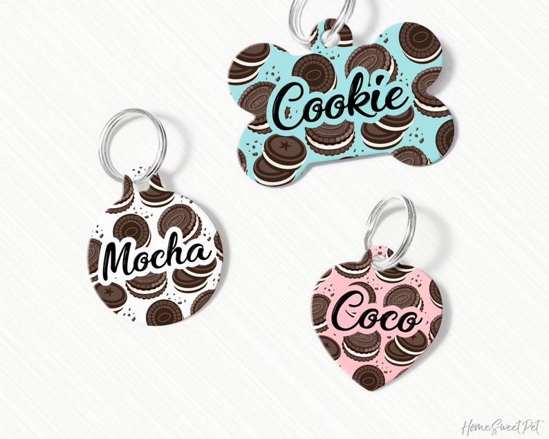 Cookie Dog Tag for Dog Chocolate Cookie Pet Tag Personalized Etsy