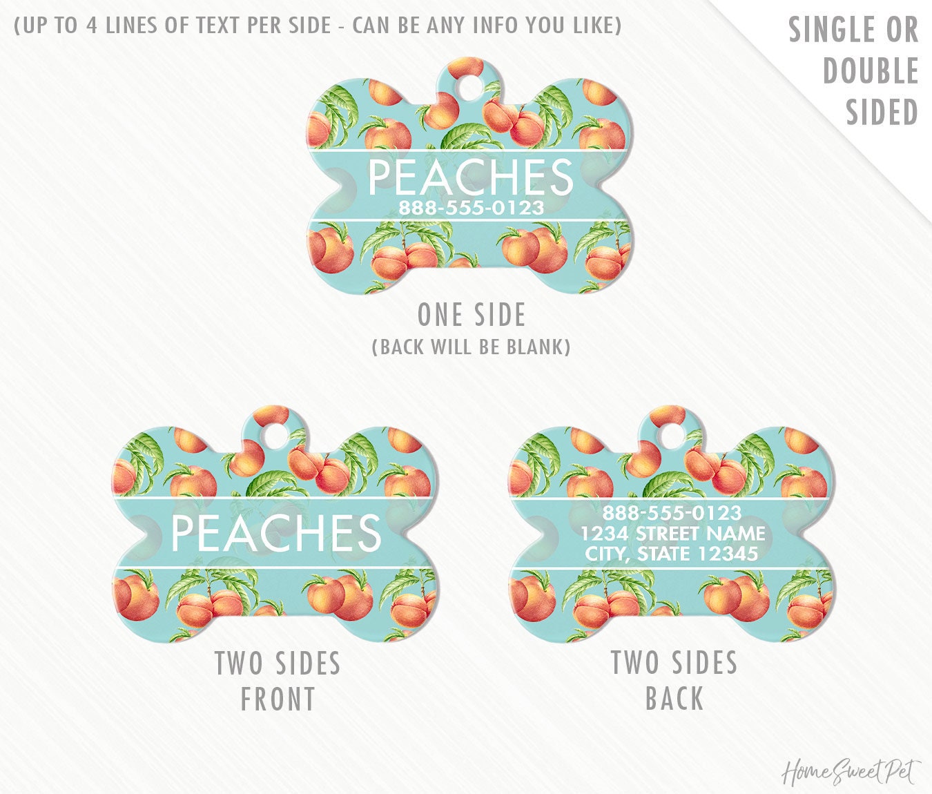 Peach Dog Tag Aqua Dog Tag Personalized Dog Tag for Dog Etsy