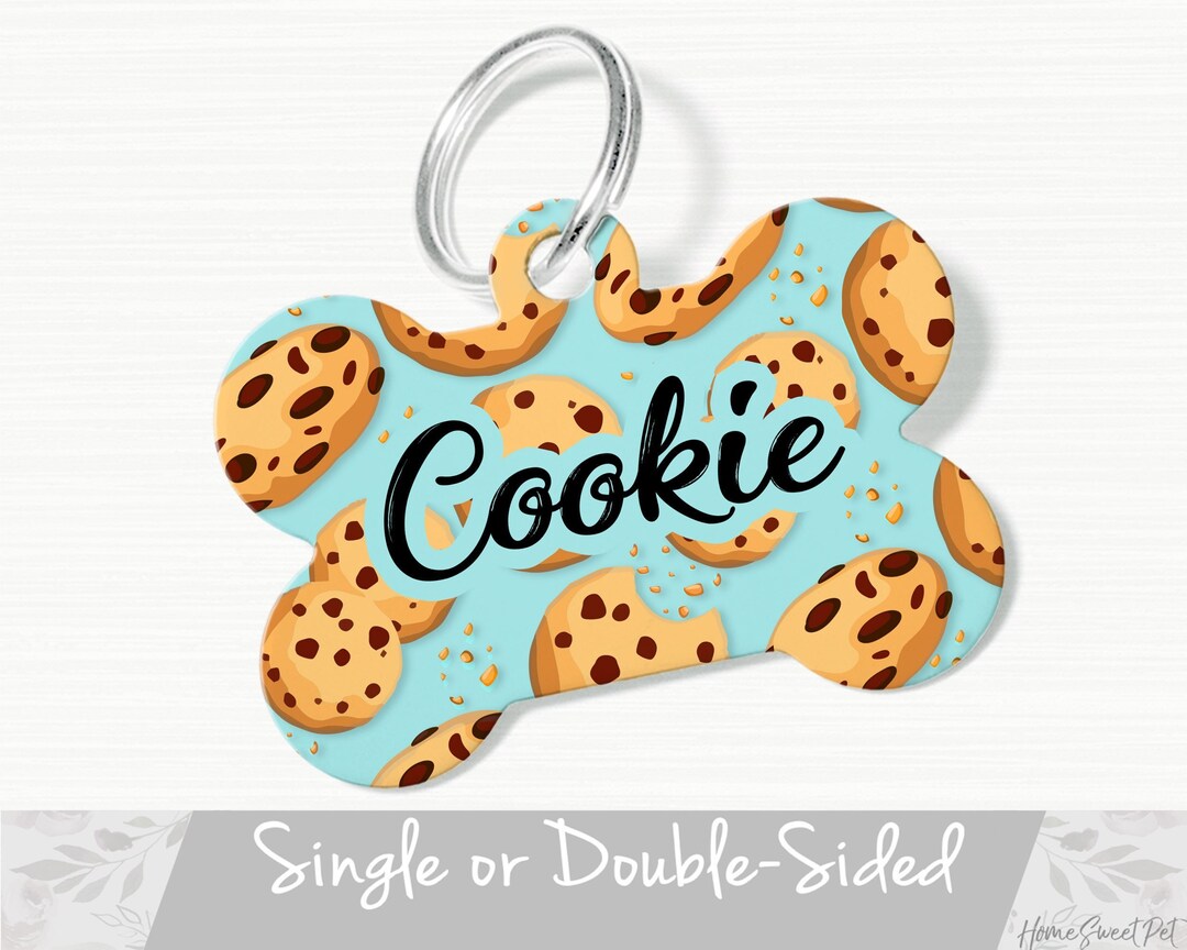 Cookie Dog Tag for Dog, Cookie Pet Tag, Personalized Pet ID Tag, Custom