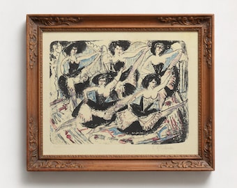 Kirchner Dancers Painting | German Expressionist Wall Decor, Vintage Burlesque Poster, Five Dancers in Parade Print, Die Brucke Style Art