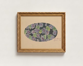Vintage Purple Floral Print | Jan Janczak 1918 Berlin Art, Moody Violet Flowers Wall Decor, Antique Folk Art Illustration, Dark Botanical