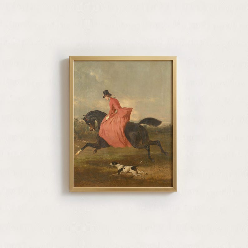 Vintage Equestrian Portrait Oil Painting Prints, Woman Riding Horse Antiques Wall Art, Dark Academia Classic English Decor Bild 6