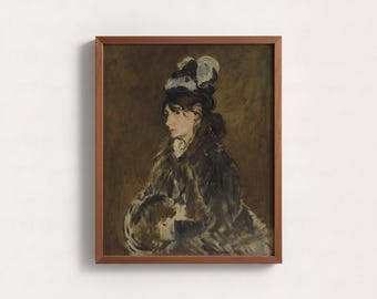 Impresión de pintura impresionista vintage con retrato de mujer, arte mural victoriano melancólico, decoración de museo francés antiguo, impresiones de Dark Academia