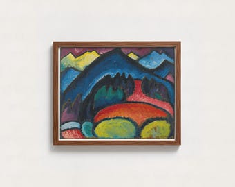 Arte de Alexej von Jawlensky / Impresión de montaña en pintura al óleo expresionista, paisaje azul colorido vintage, decoración de pared de naturaleza modernista vibrante