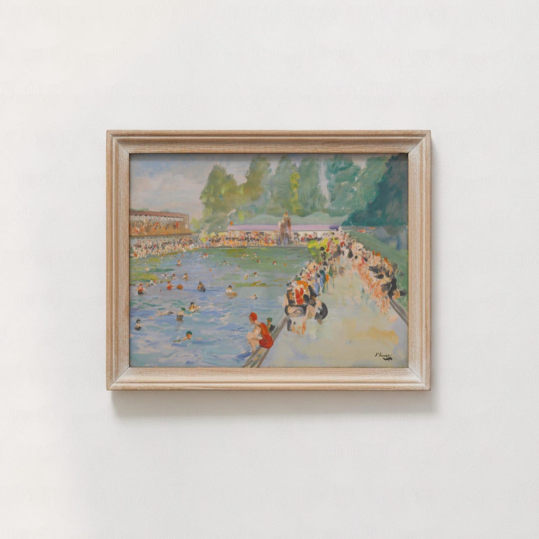 Chiswick Baths Impressionist Pool Art | Vintage London Lido Print ...