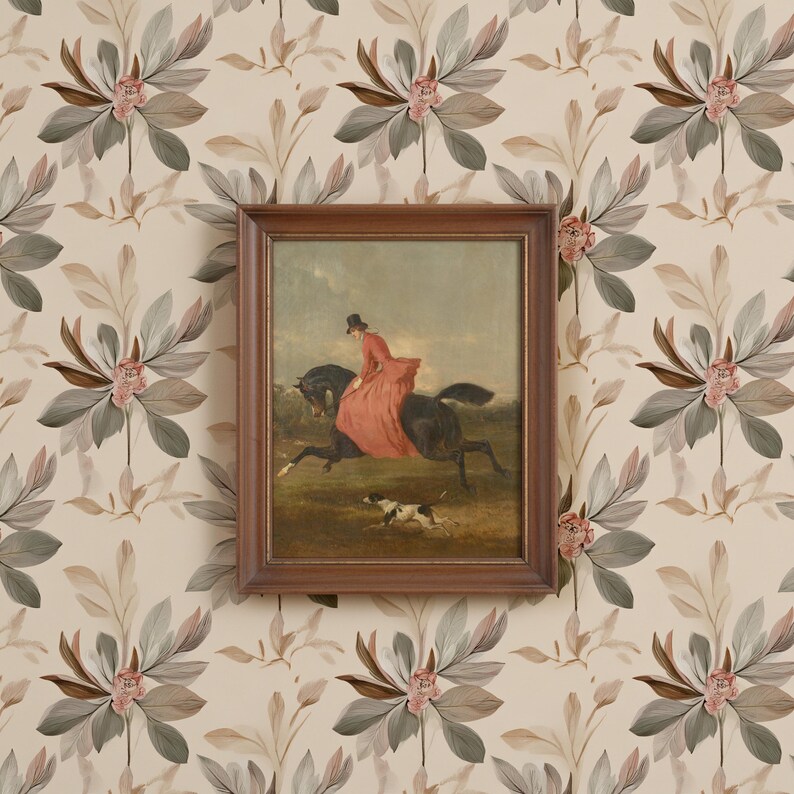 Vintage Equestrian Portrait Oil Painting Prints, Woman Riding Horse Antiques Wall Art, Dark Academia Classic English Decor Bild 7