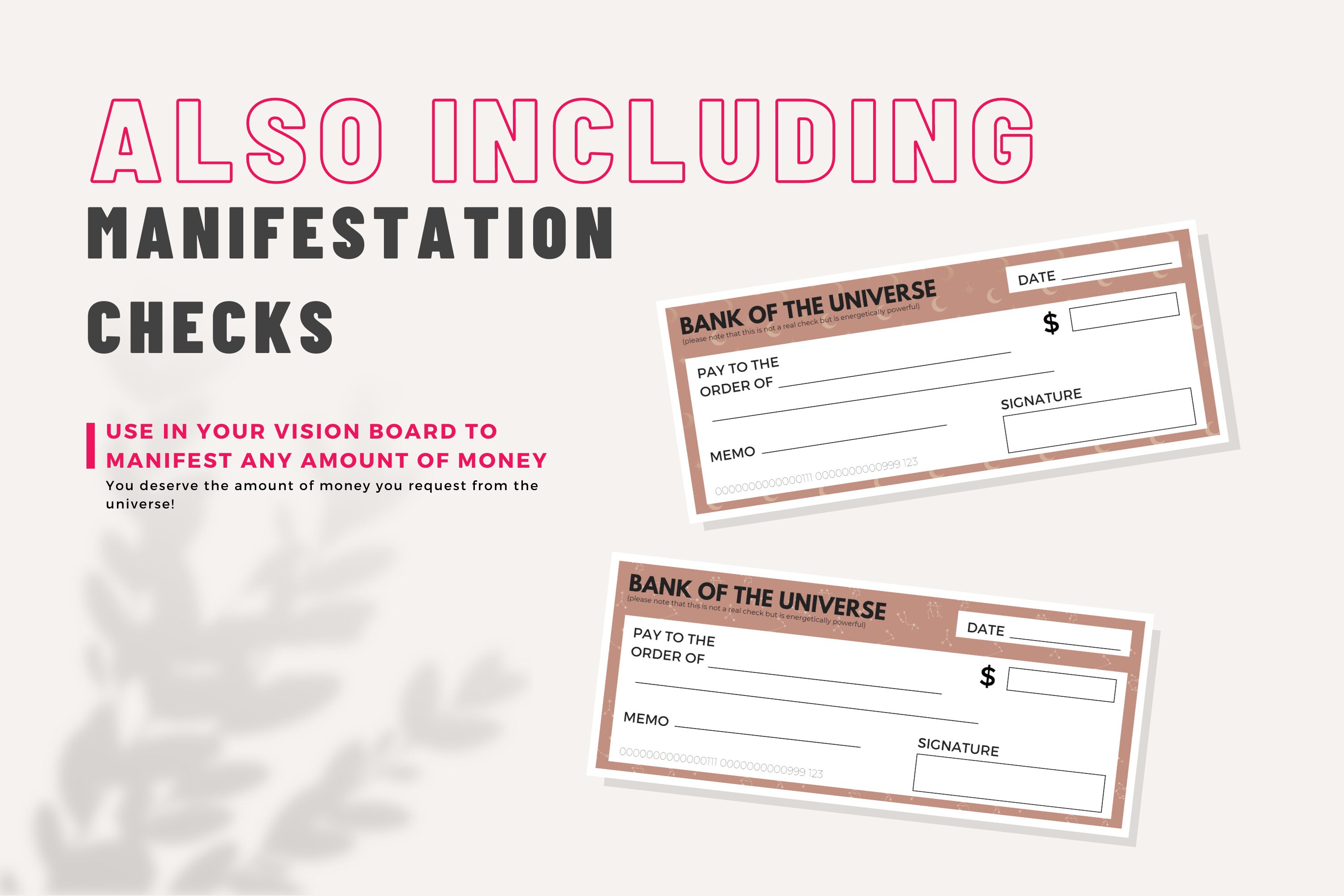 Vision Check Paper Vision Board Template Printable Vision Board Kit Affirmation Cards ...